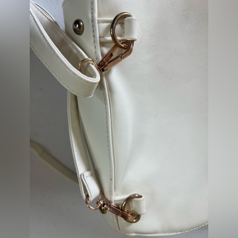 Vintage Sailor Moon luna Cat Ears White Backpack Purse Gold Bronze Hardware - Picture 12 of 13